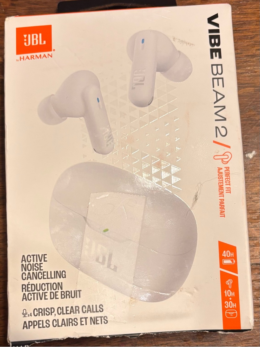 JBL VIBE BEAM 2 True Wireless Earbuds in White with Orange USB-C Cable - Picture 3 of 8
